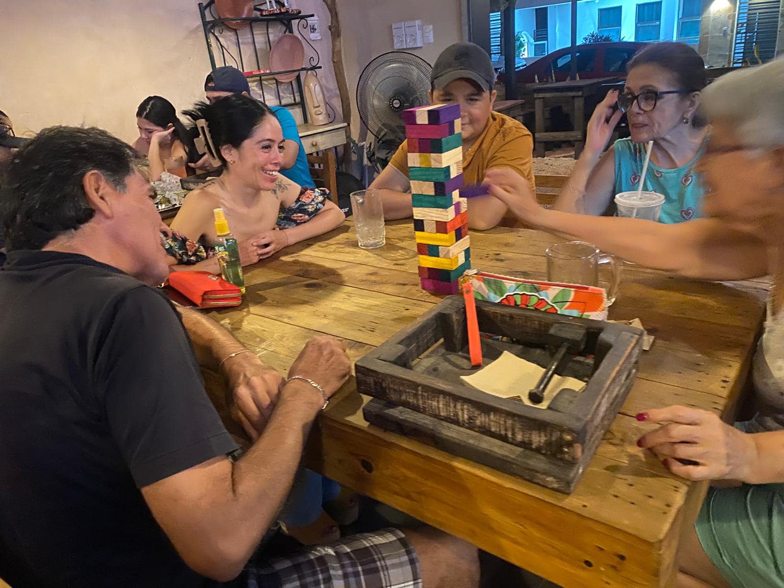 Customers Playing Jenga